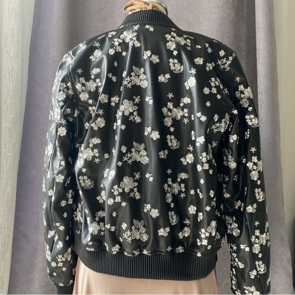 Michael Kors Black Floral Bomber Jacket - Picture 8 of 8